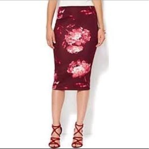New York and Company Floral Pencil Skirt